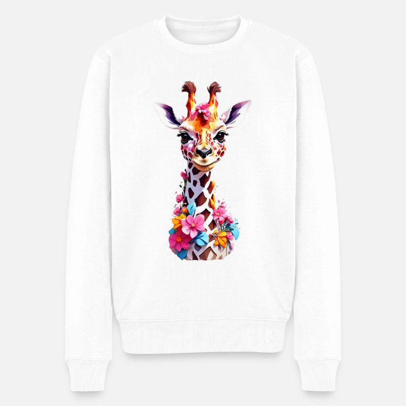 Giraffe V1 24 14 - Männer Premium Bio Pullover - Weiß