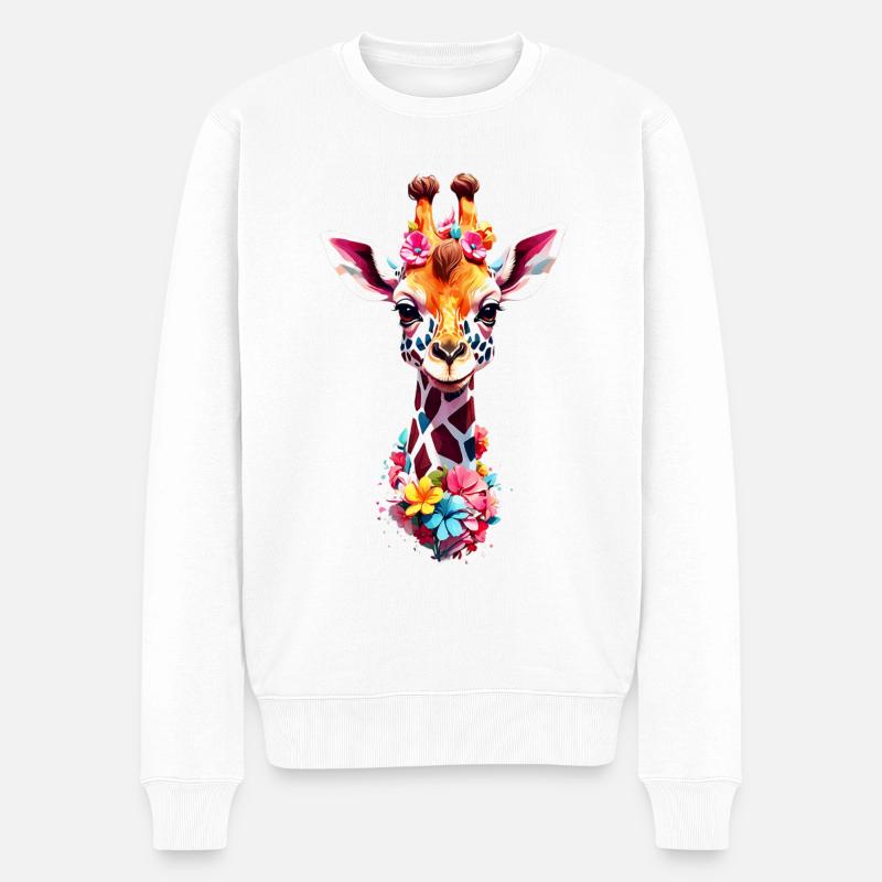 Giraffe V1 24 28 - Männer Premium Bio Pullover - Weiß