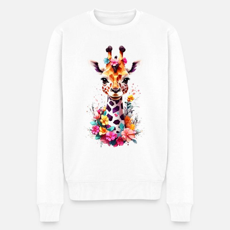 Giraffe V1 24 27 - Männer Premium Bio Pullover - Weiß