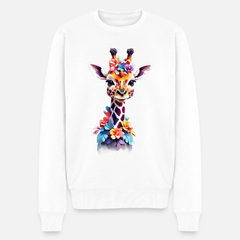 Giraffe V1 24 31 - Männer Premium Bio Pullover - Weiß