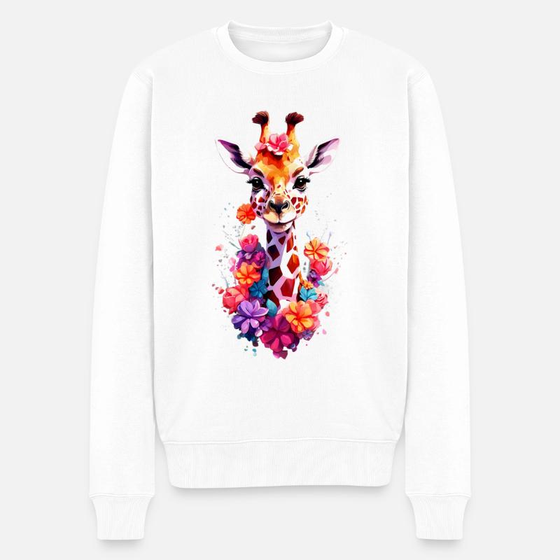 Giraffe V1 24 30 - Männer Premium Bio Pullover - Weiß