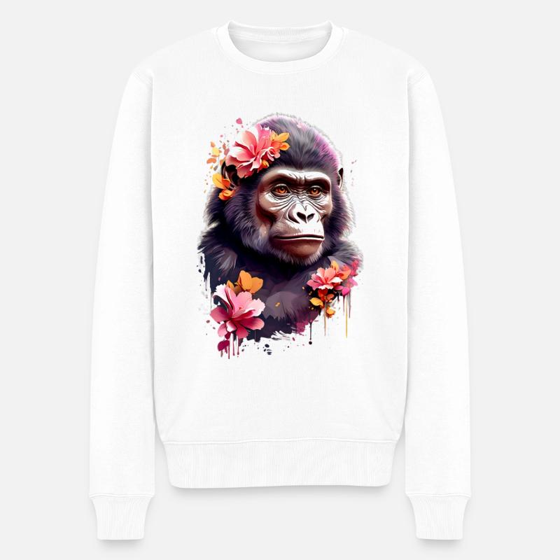 Gorilla V1 24 07 - Männer Premium Bio Pullover - Weiß