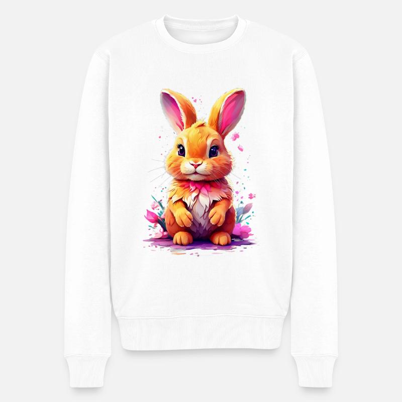 Hase Bunny V1 24 05 - Männer Premium Bio Pullover - Weiß
