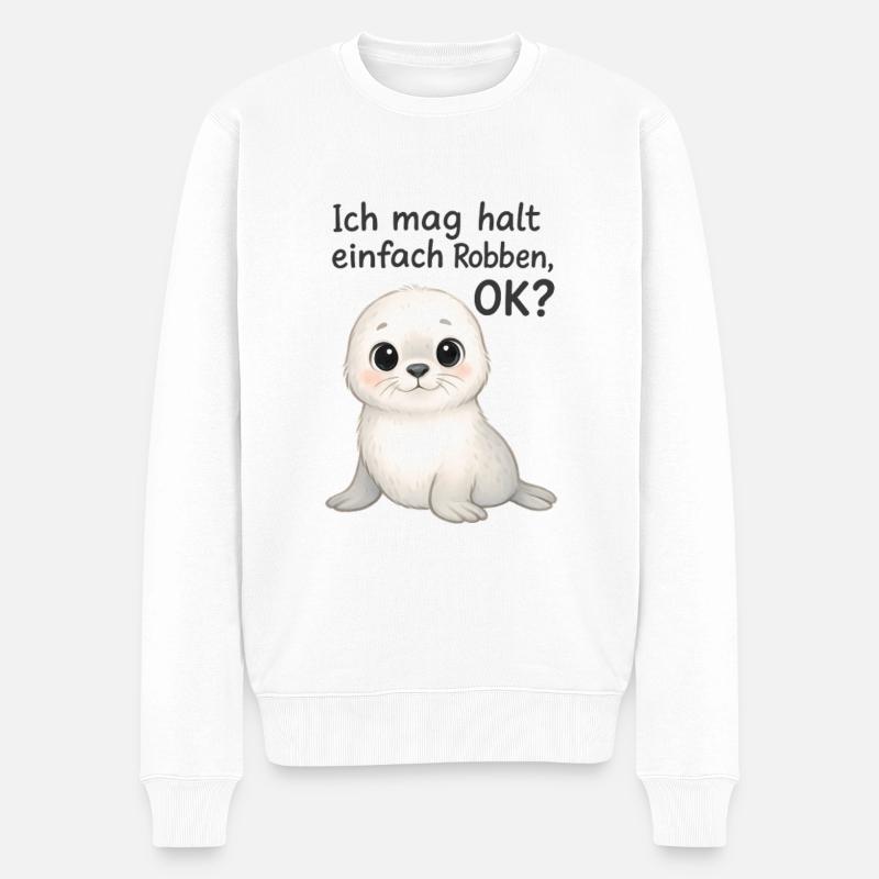 Ich mag halt einfach Robben - Männer Premium Bio Pullover - Weiß