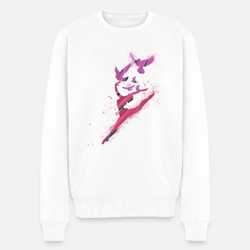 dance,dancer,pink,graffiti,lightness, birds - Men's Premium Organic Jumper - white