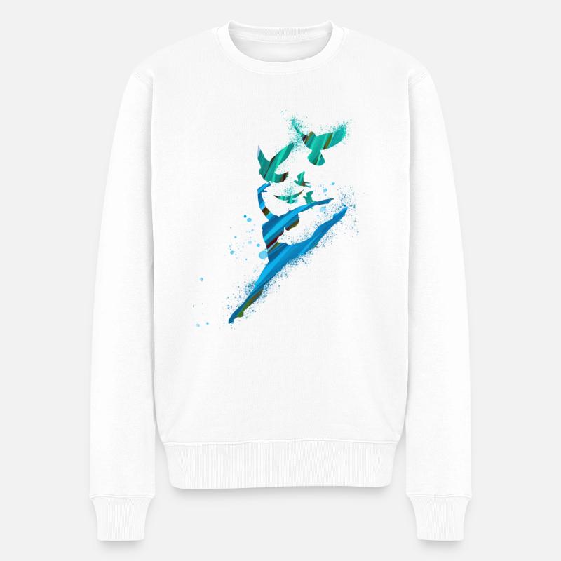 tanz,tänzerin,blau,graffiti,leichtigkeit, vögel - Männer Premium Bio Pullover - Weiß