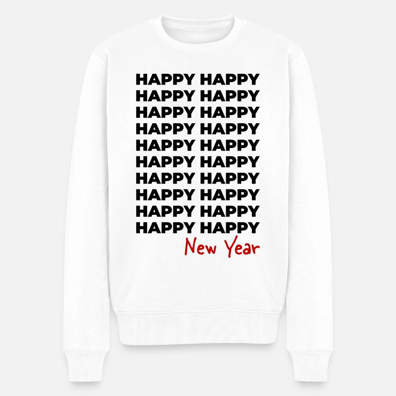 Happy New Year - Männer Premium Bio Pullover - Weiß