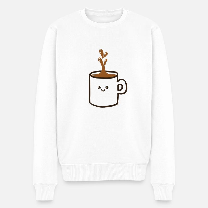 Tasse - Kakao - Männer Premium Bio Pullover - Weiß
