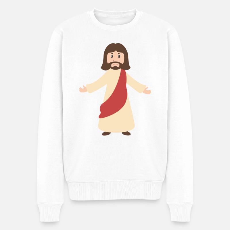 jesus - Männer Premium Bio Pullover - Weiß