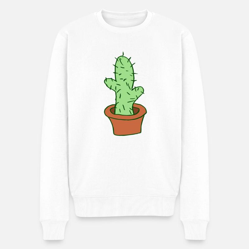 Kaktus - Männer Premium Bio Pullover - Weiß
