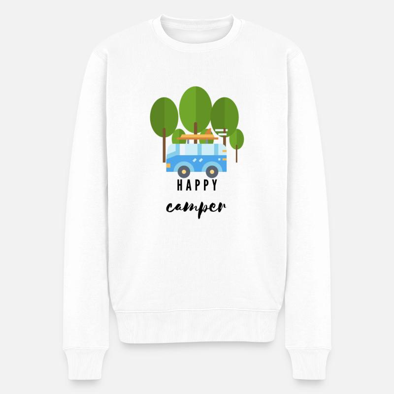 happy camper - road trip - - Pull Premium bio Homme - blanc