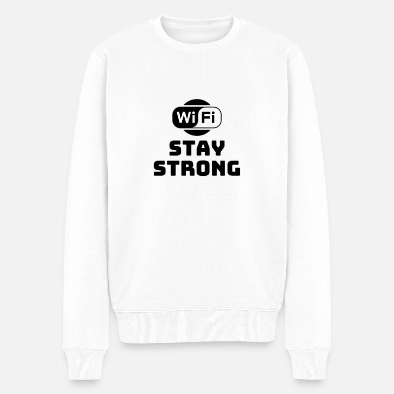 Stay Strong Wifi - Männer Premium Bio Pullover - Weiß