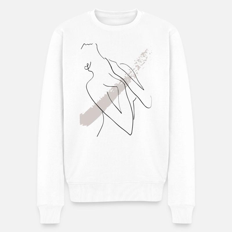 Abstrakte Zeichnung Frau 2 - Männer Premium Bio Pullover - Weiß