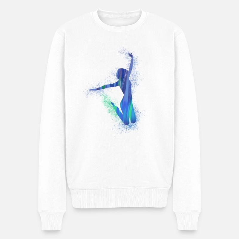 sprung,tan,tänzerin,graffiti,blau,grün,freude - Männer Premium Bio Pullover - Weiß