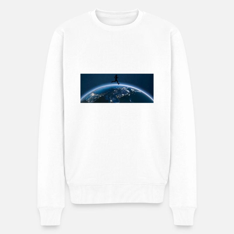 Rennen durch Erde - Männer Premium Bio Pullover - Weiß