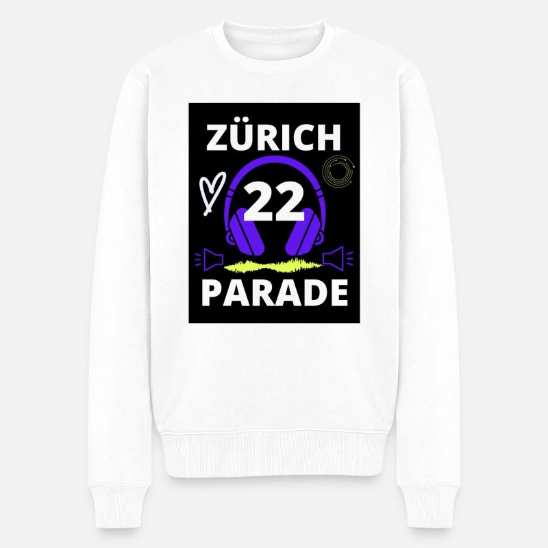 Zürich Parade 22, Zuerich Parade 22, - Männer Premium Bio Pullover - Weiß