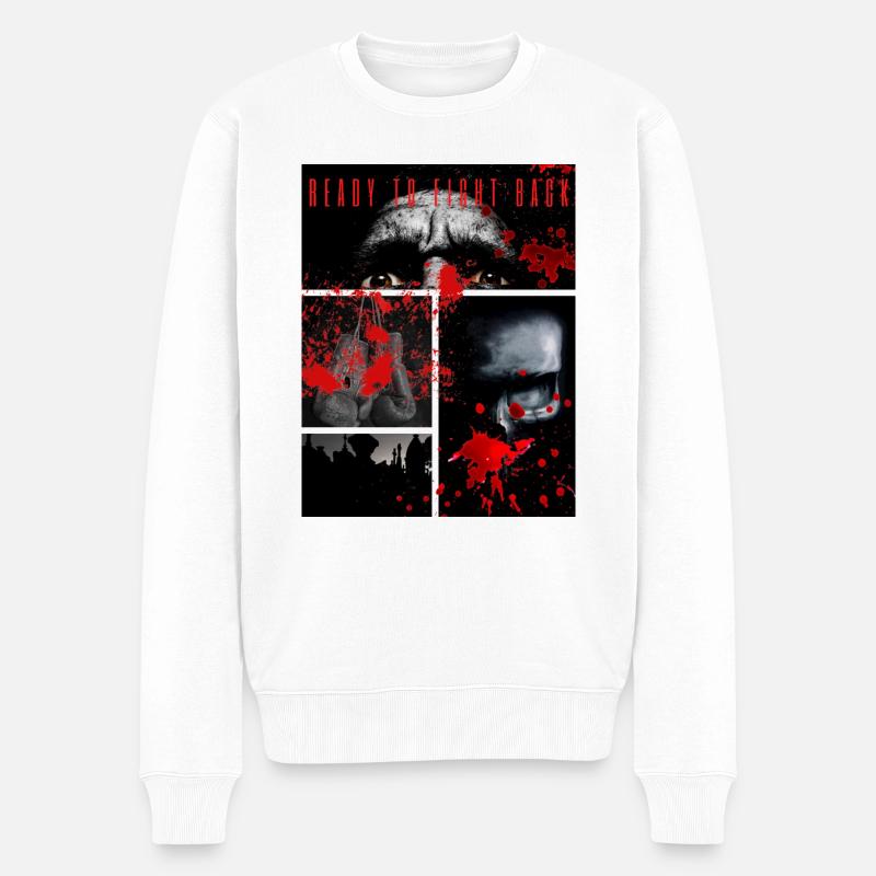 "Bereit, zurückzuschlagen" - Männer Premium Bio Pullover - Weiß