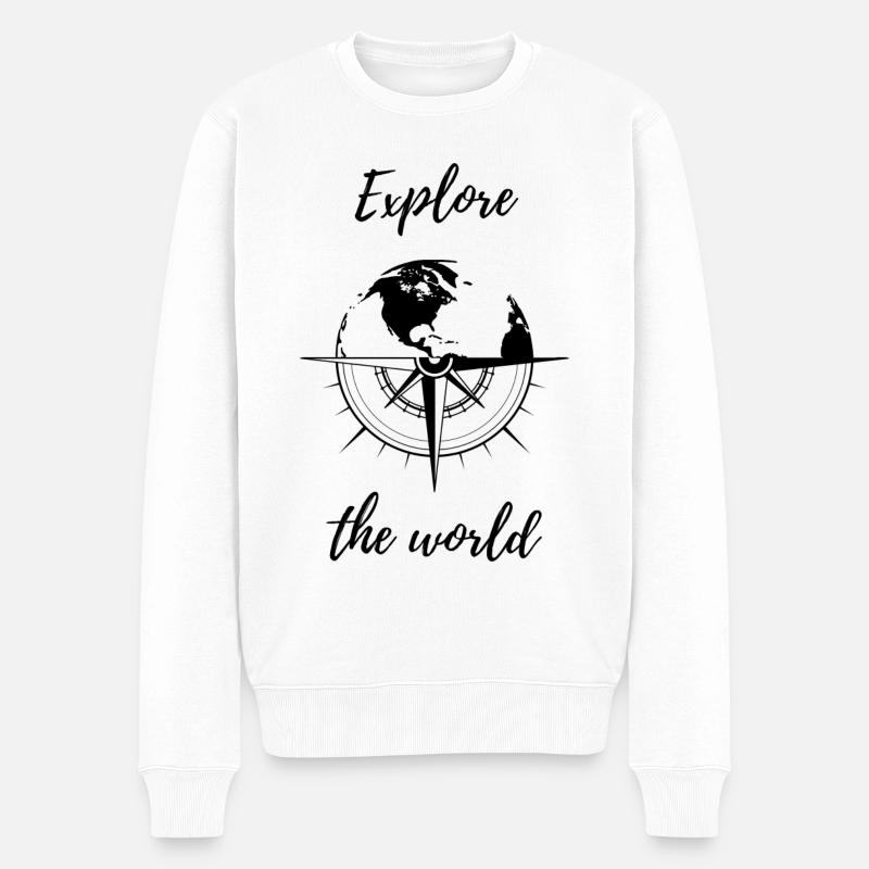 Erkunde die Welt - Männer Premium Bio Pullover - Weiß