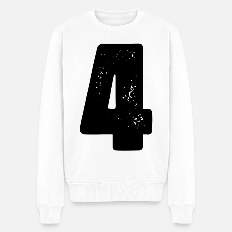 4 Zahl Trikot - Männer Premium Bio Pullover - Weiß