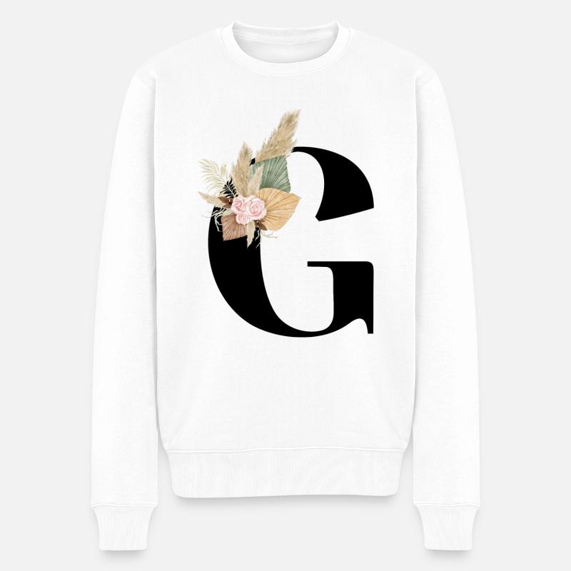 lettre G fleuris - Pull Premium bio Homme - blanc