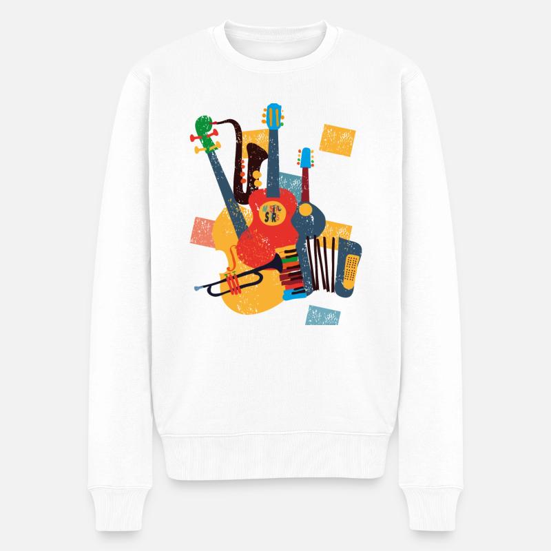 Musikinstrumente - Männer Premium Bio Pullover - Weiß