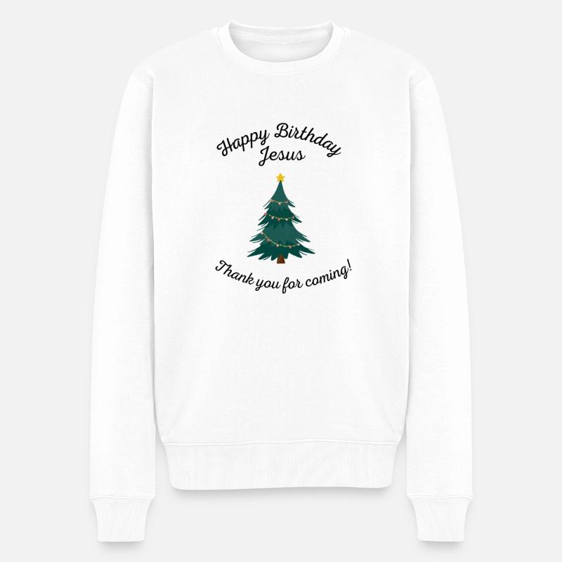 Happy Birthday Jesus - Männer Premium Bio Pullover - Weiß