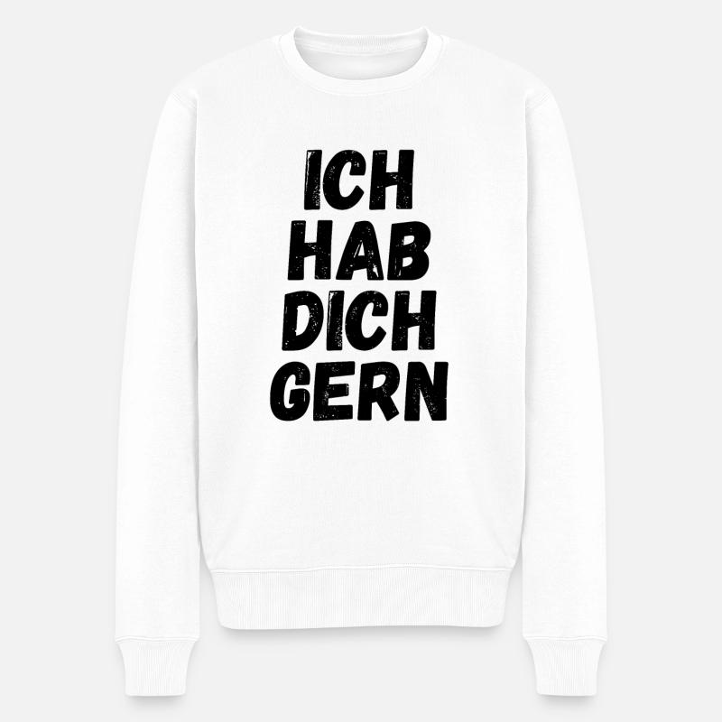 Ich hab dich gern - Männer Premium Bio Pullover - Weiß