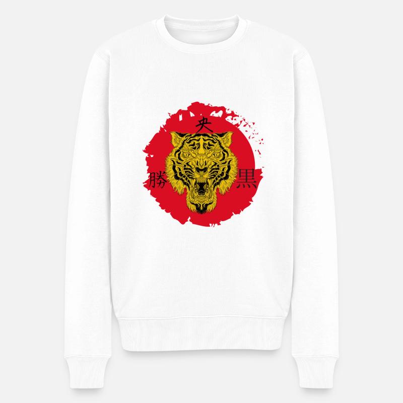 Tiger_Roar - Männer Premium Bio Pullover - Weiß