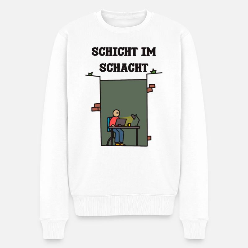 SCHICHT IM SCHACHT - Männer Premium Bio Pullover - Weiß