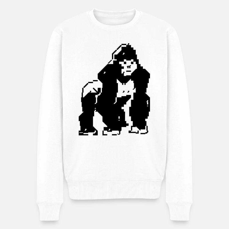 PETSCII gorilla - Männer Premium Bio Pullover - Weiß