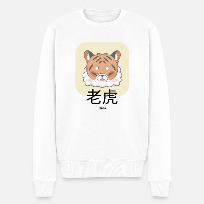 Süßer Tiger - Männer Premium Bio Pullover - Weiß