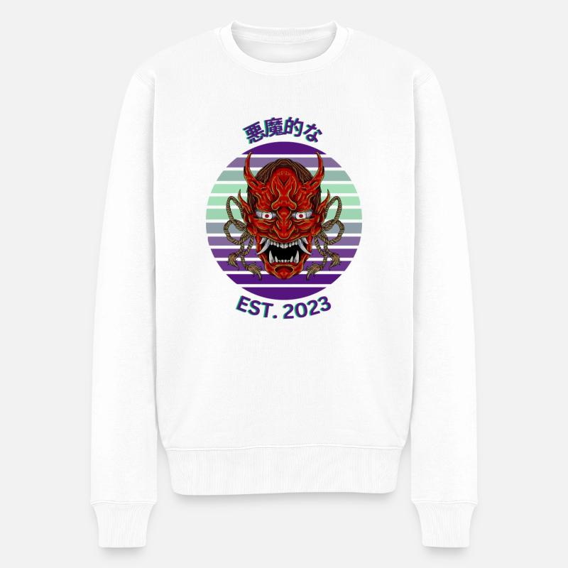 Purple Demon - Männer Premium Bio Pullover - Weiß