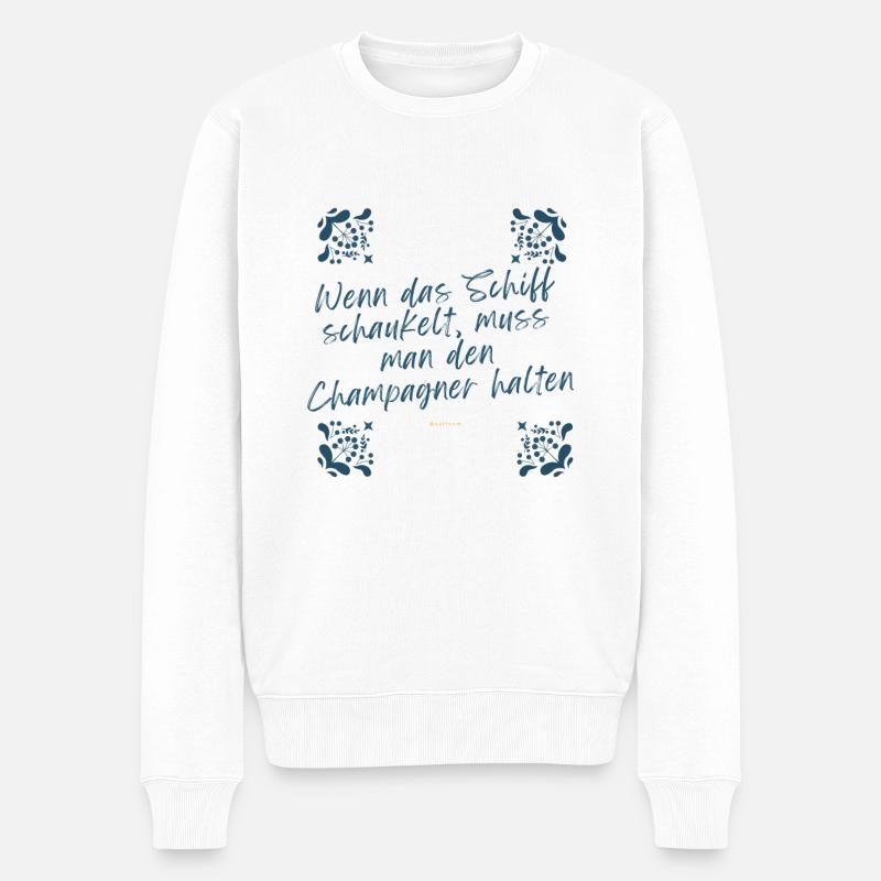 Wenn das Schiff schaukelt - Männer Premium Bio Pullover - Weiß