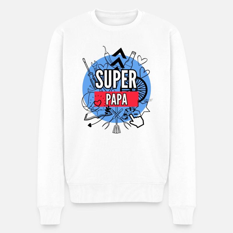 Superdad - Männer Premium Bio Pullover - Weiß