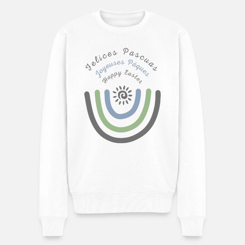 Frohe Ostern Happy Easter - Männer Premium Bio Pullover - Weiß