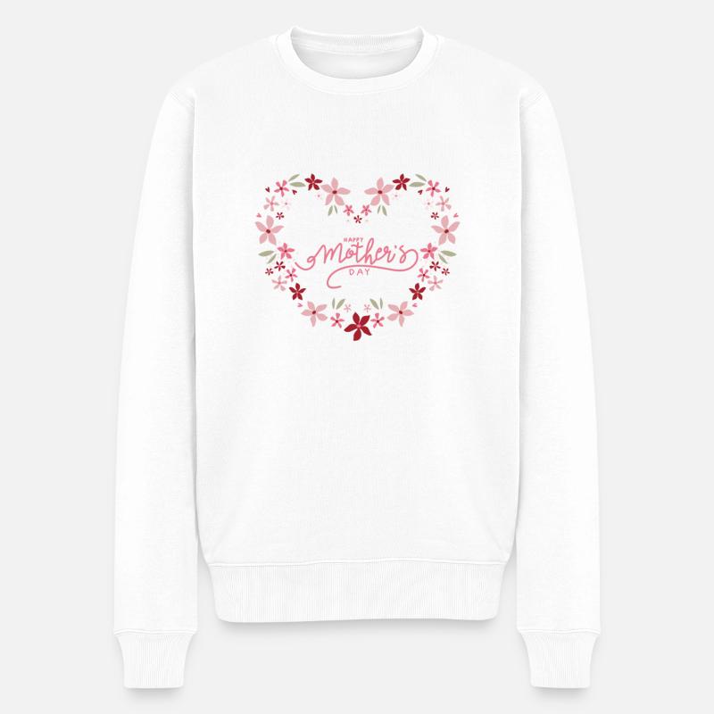 Alles Gute zum Muttertag mit Blumen - Männer Premium Bio Pullover - Weiß