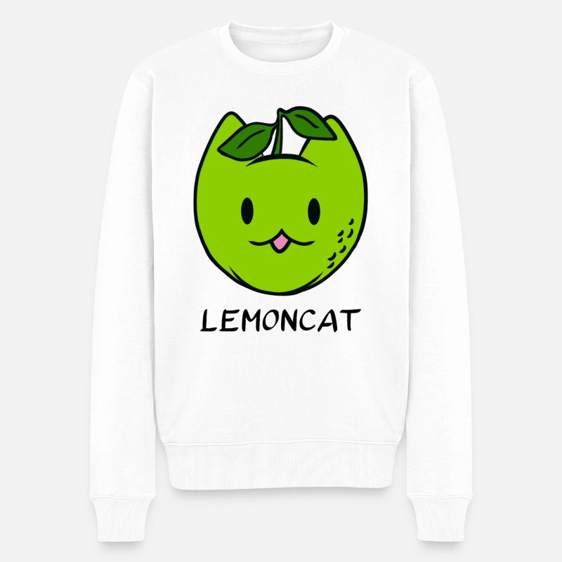 Chat dôle mignon LEMONCAT - Pull Premium bio Homme - blanc