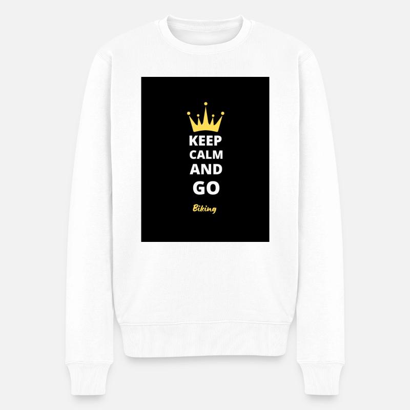 Keep Calm And Go Biking T-Shirt - Männer Premium Bio Pullover - Weiß