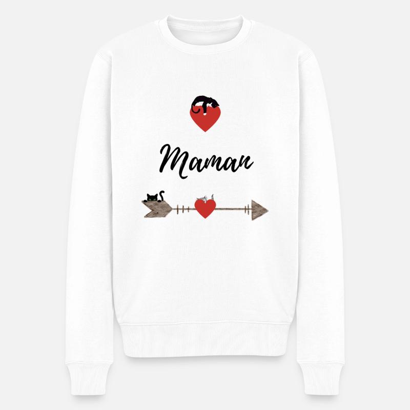 Maman, coeurs et chats - Pull Premium bio Homme - blanc