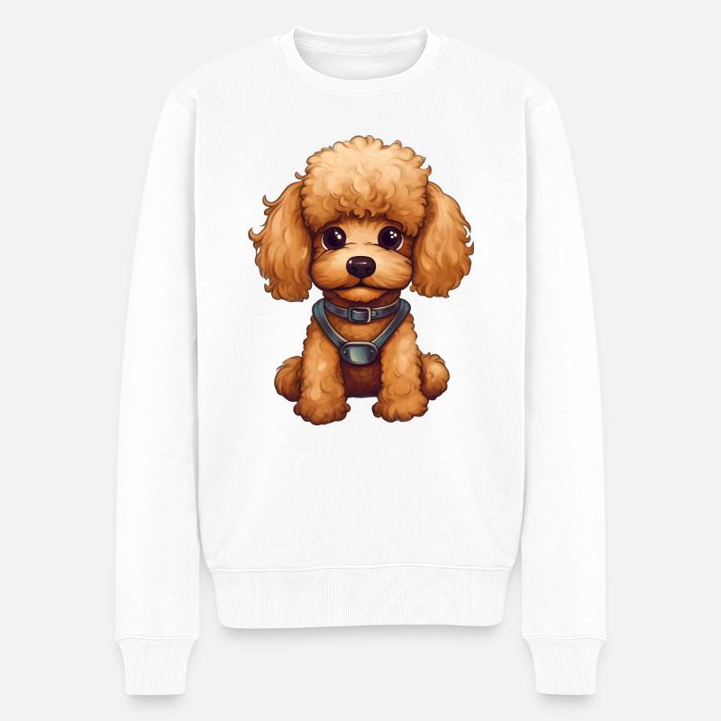 Doux bébé caniche chien - Pull Premium bio Homme - blanc