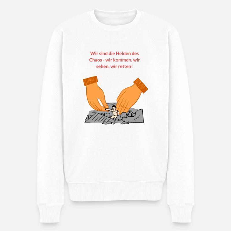 Helden des Chaos - Männer Premium Bio Pullover - Weiß