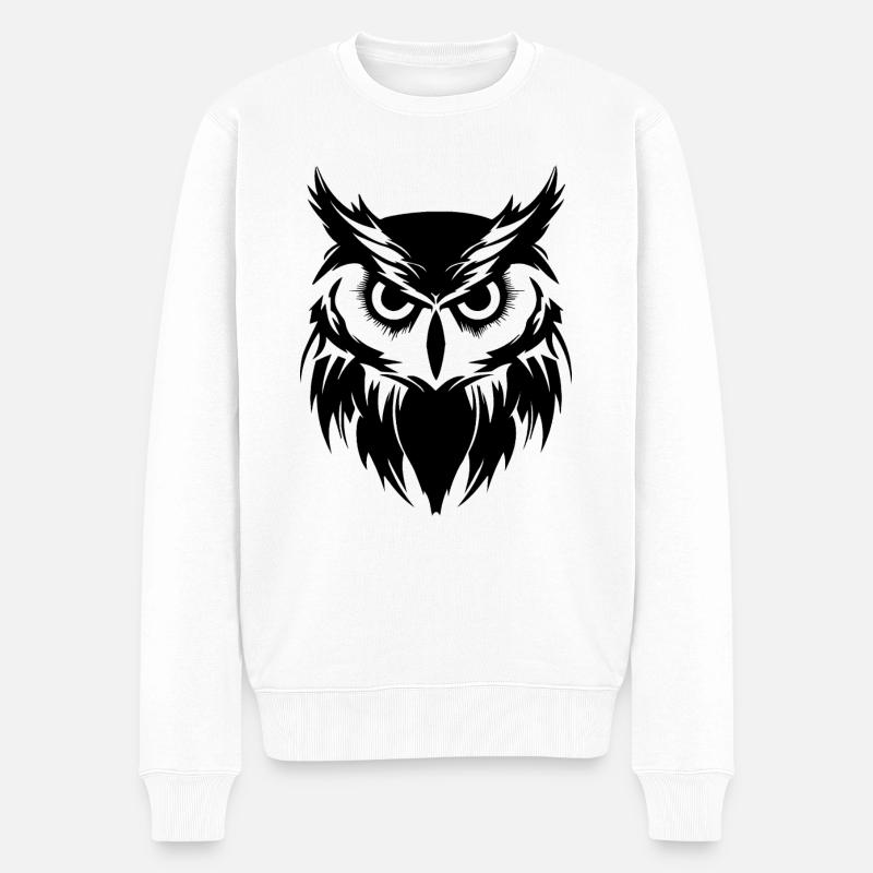 Eule Eulen Vogel Vögel - Männer Premium Bio Pullover - Weiß