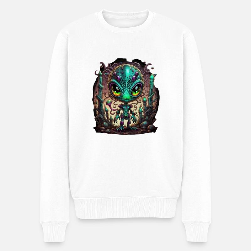 Alien Boy - Männer Premium Bio Pullover - Weiß