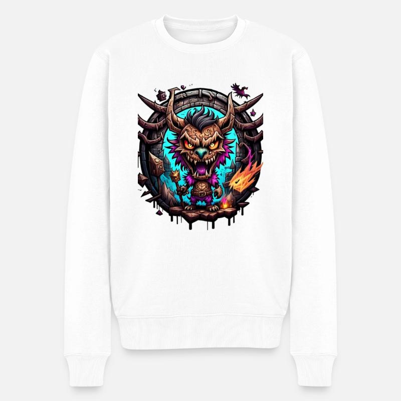 Graffiti Monster - Männer Premium Bio Pullover - Weiß