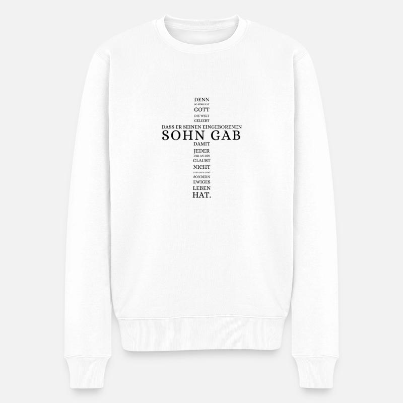 Also hat Gott die Welt geliebt - Johannes 3,16 - Männer Premium Bio Pullover - Weiß