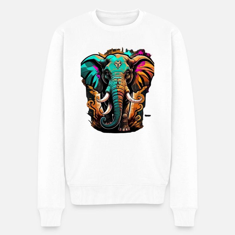 Graffiti éléphant - Pull Premium bio Homme - blanc