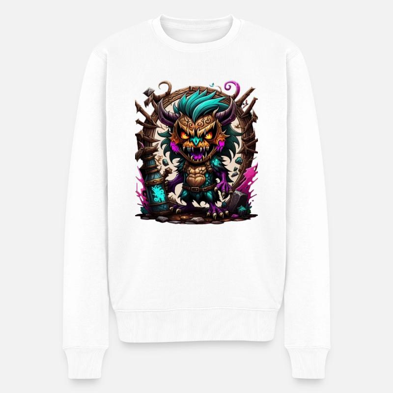 Graffiti Monster - Männer Premium Bio Pullover - Weiß