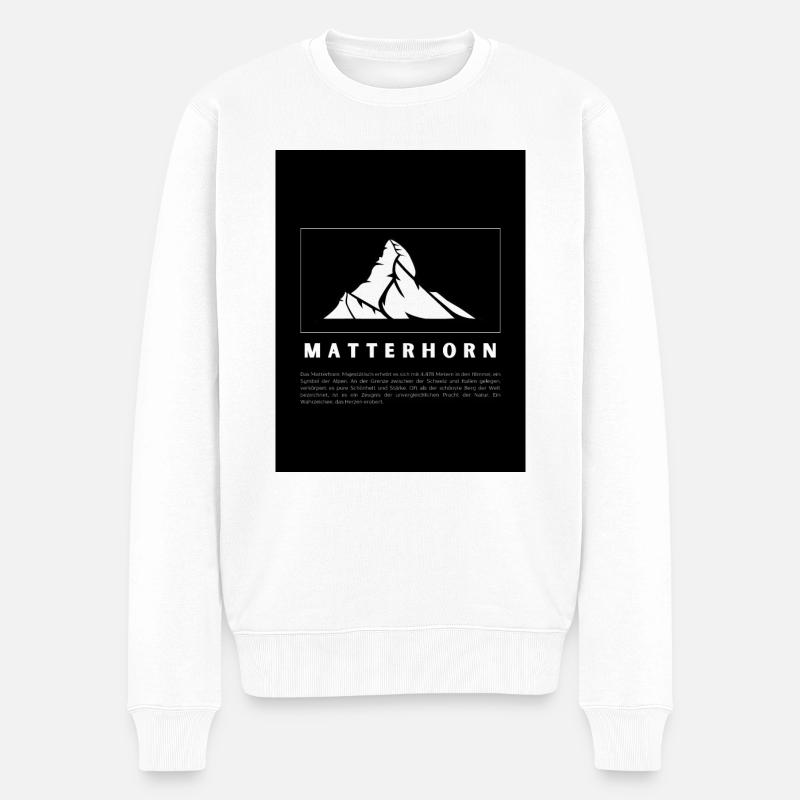 Alpine Majestät: Das Matterhorn - Männer Premium Bio Pullover - Weiß