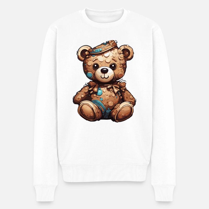 Teddybär / Kuscheltier / Stofftier / Geschenkidee - Männer Premium Bio Pullover - Weiß