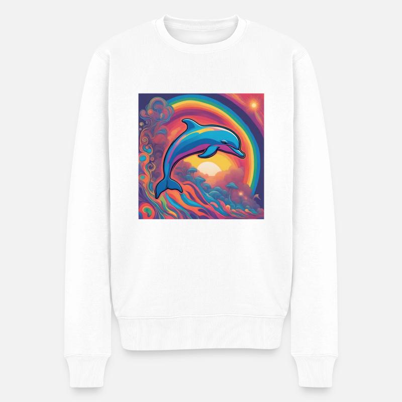 Delphin - Männer Premium Bio Pullover - Weiß
